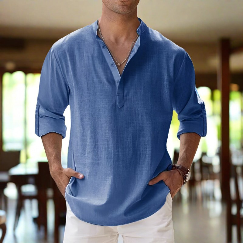 Timo Shirt with V-Neck in Blue