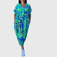 Tindelle Women's Printed Summer Maxi Dress in Green