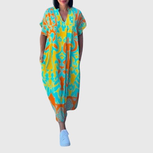 Tindelle Women's Printed Summer Maxi Dress in Green