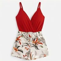 Tivaine Women's Two-Piece Floral Shorts Set in Orange