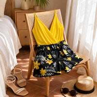 Tivaine Women's Two-Piece Floral Shorts Set in Orange