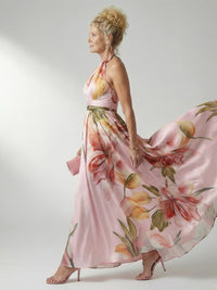 Tivenne Women's Maxi Dress Halter Neck in Pink
