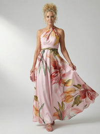 Tivenne Women's Maxi Dress Halter Neck in Pink