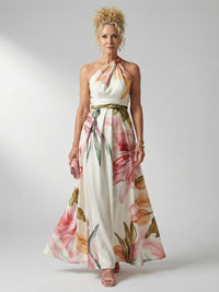 Tivenne Women's Maxi Dress Halter Neck in White