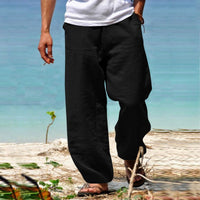 Tobias Casual Linen Trousers in Black