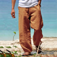 Tobias Casual Linen Trousers in Ochre