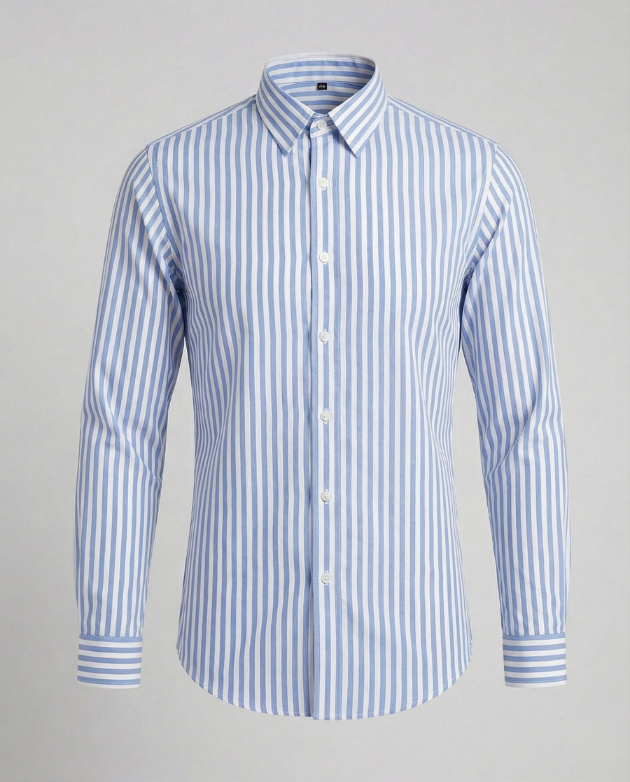 Tomas Shirt with Striped in Sky Blue