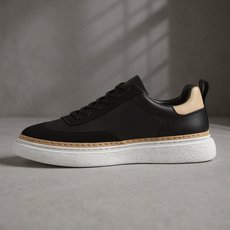 Tony Street Leather Low Top in Charcoal