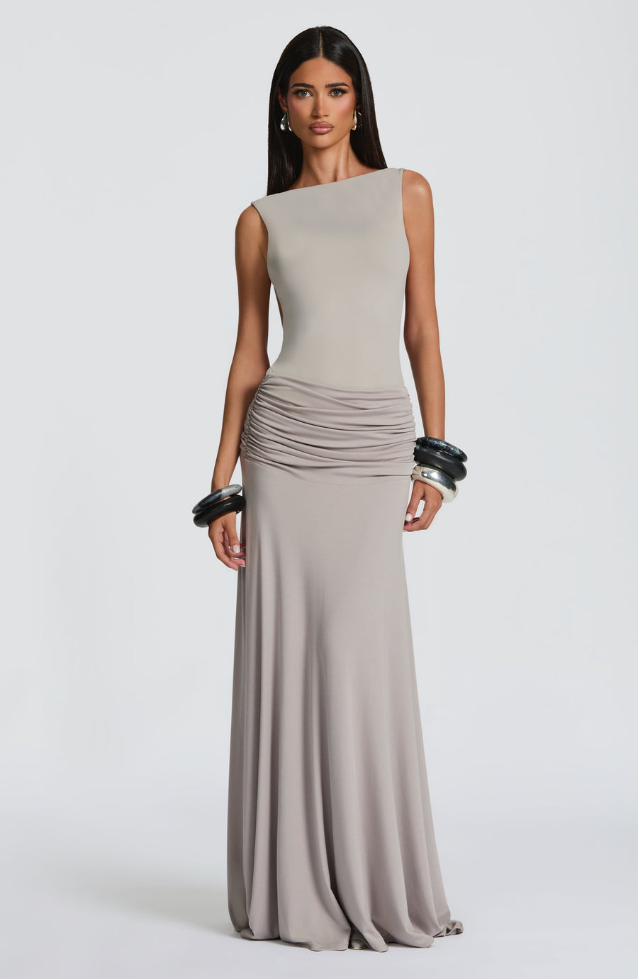 Martina Maxi Skirt in Light Grey