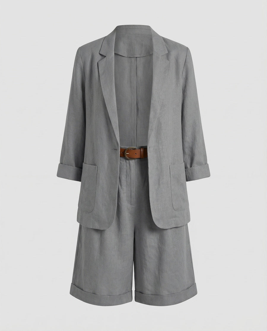 Tova Airy Linen Set in Grey