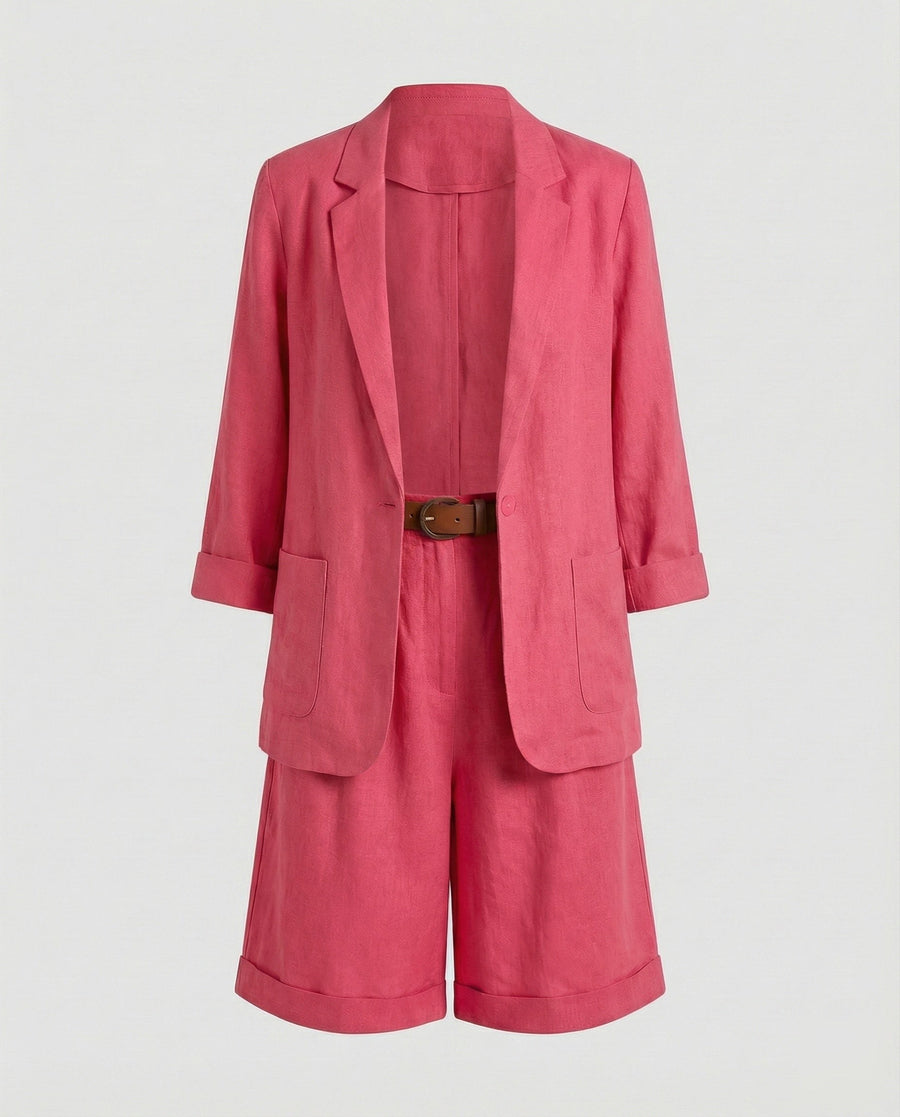 Tova Airy Linen Set in Red