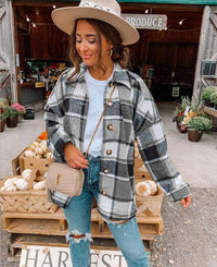 Tova Casual Jacket with Checked in Black White