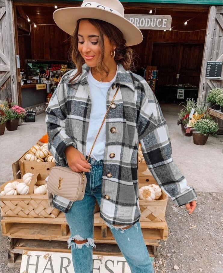 Tova Casual Jacket with Checked in Black White