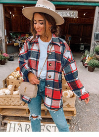 Tova Casual Jacket with Checked in Red