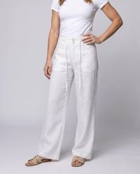 Tova Linen Trousers with Button Front and Pockets