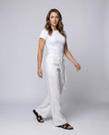 Tova Linen Trousers with Button Front and Pockets