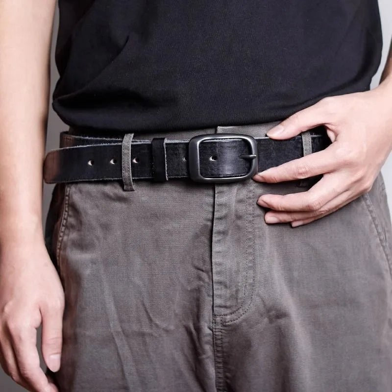 Travis Genuine Leather Belt in Charcoal