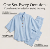Trevaine Women's Linen Two-Piece Set Wide Leg Pants