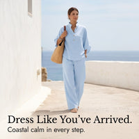 Trevaine Women's Linen Two-Piece Set Wide Leg Pants