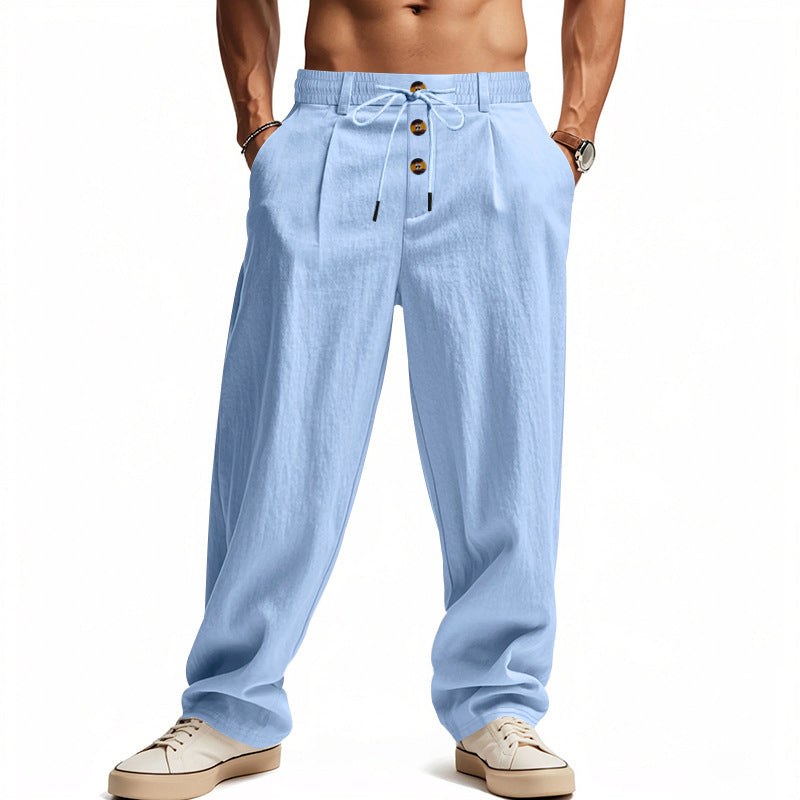 Tristan Breathable Linen Trousers in Blue
