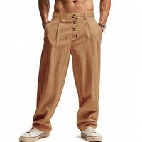 Tristan Breathable Linen Trousers in Earth Brown