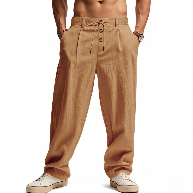 Tristan Breathable Linen Trousers in Earth Brown