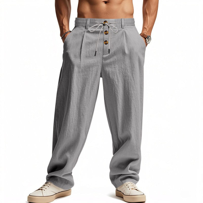 Tristan Breathable Linen Trousers in Grey