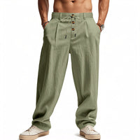 Tristan Breathable Linen Trousers in Navy