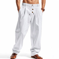 Tristan Breathable Linen Trousers in Olive Green