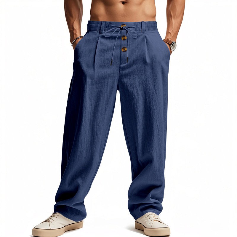 Tristan Breathable Linen Trousers in Olive Green