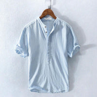 Tristan Shirt with Short Sleeve in Light Blue