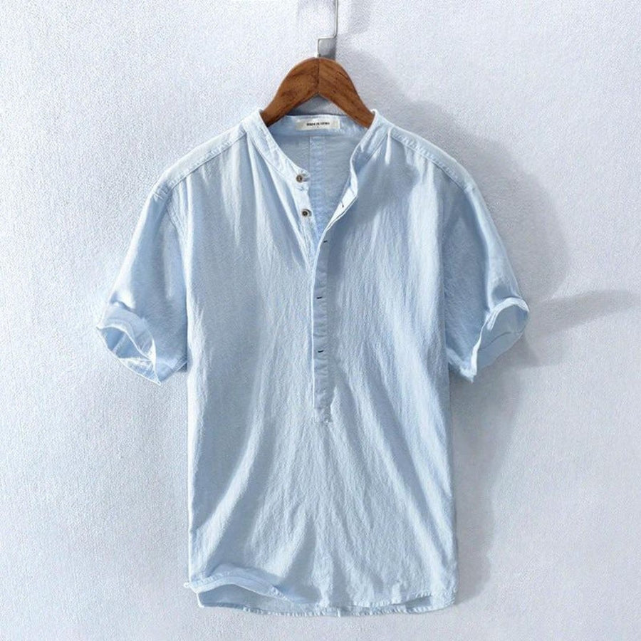 Tristan Shirt with Short Sleeve in Light Blue