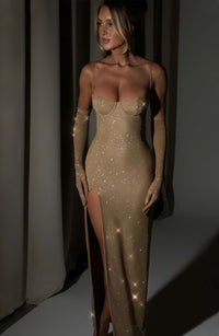 Ellie Maxi Dress – Gold Sparkle
