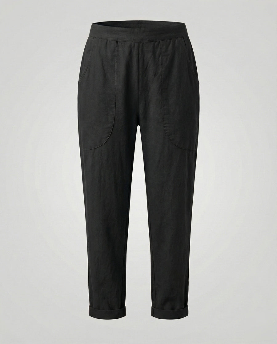 Ulrika Breathable Linen Blend Trousers in Black