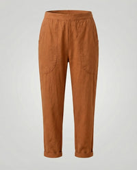 Ulrika Breathable Linen Blend Trousers in Brown
