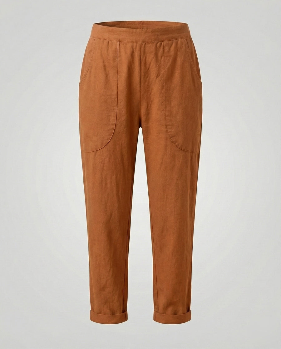 Ulrika Breathable Linen Blend Trousers in Brown