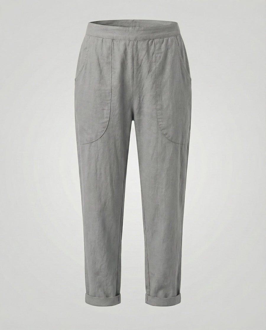 Ulrika Breathable Linen Blend Trousers in Grey