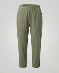 Ulrika Breathable Linen Blend Trousers in Gruen