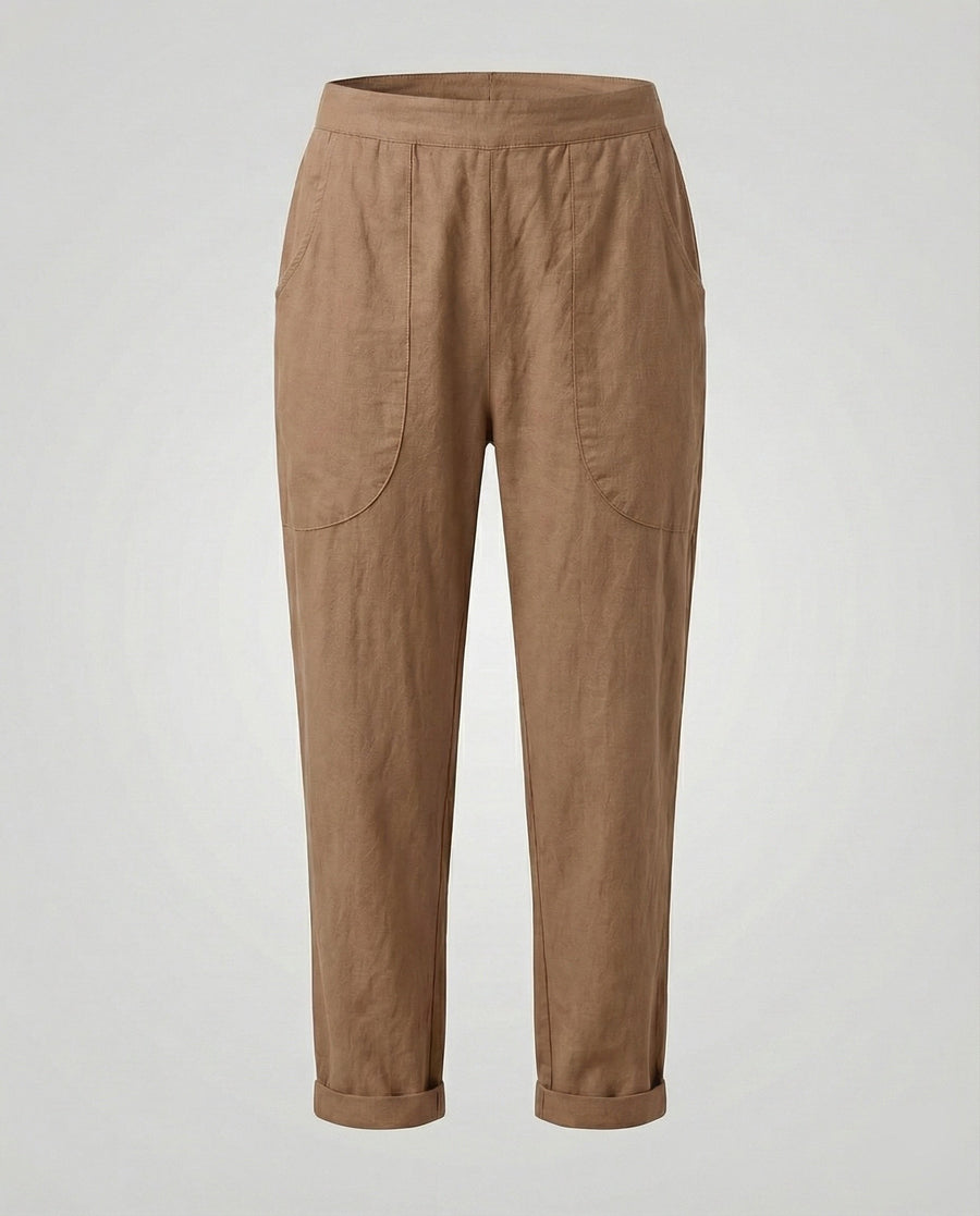 Ulrika Breathable Linen Blend Trousers in Khaki