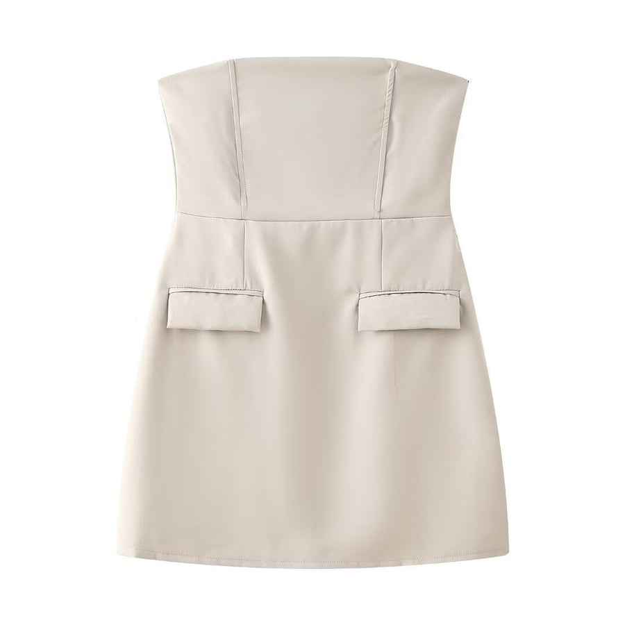 Ulrika Dress with Sleeveless and Pockets in Khaki