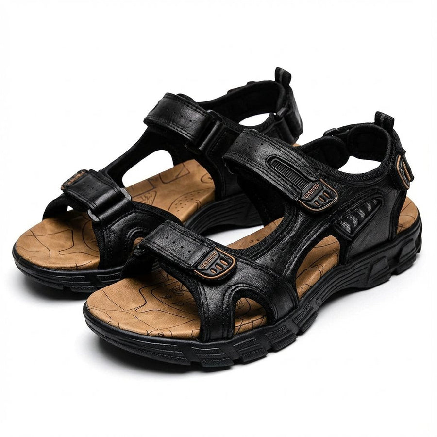 Grace | Unisex Leather-Look Velcro Trek Sandals Aggressive-Grip Sole