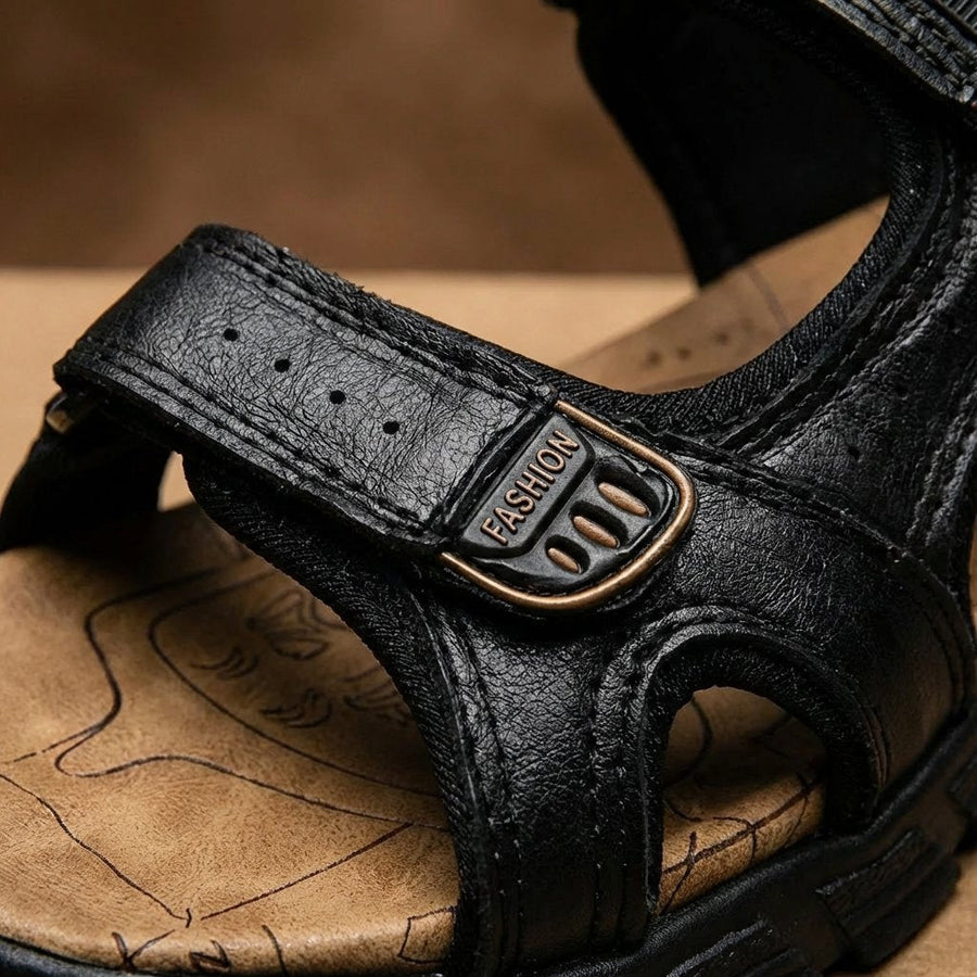 Grace | Unisex Leather-Look Velcro Trek Sandals Aggressive-Grip Sole