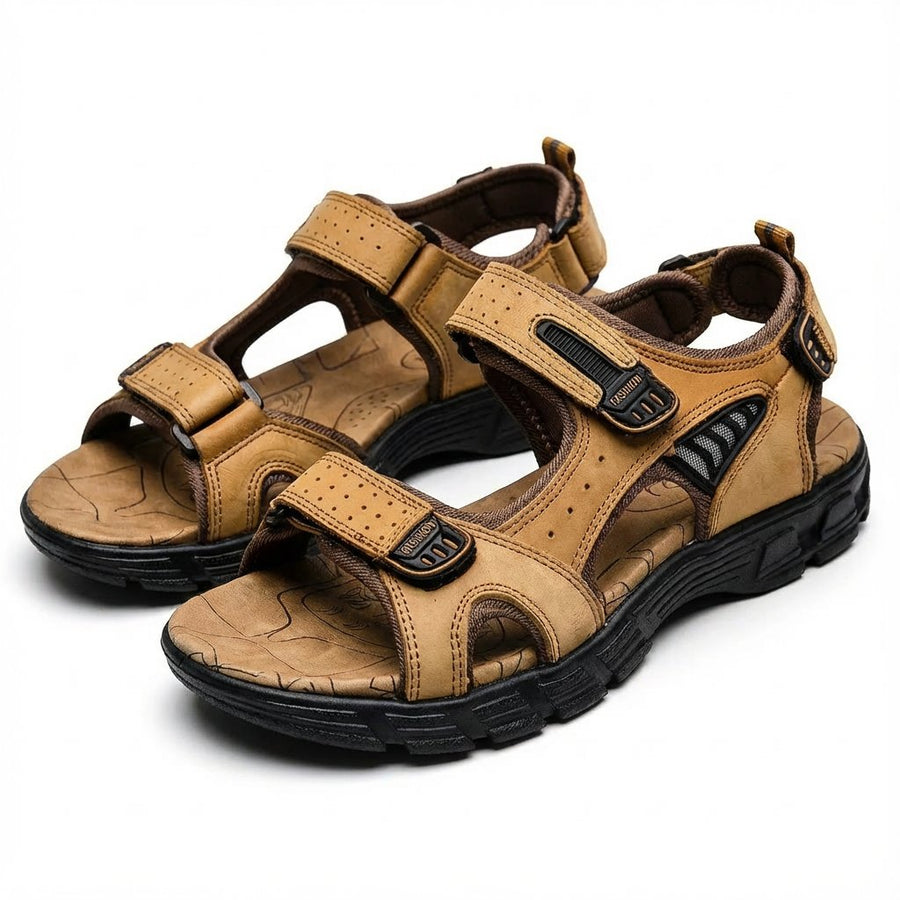 Grace | Unisex Leather-Look Velcro Trek Sandals Aggressive-Grip Sole