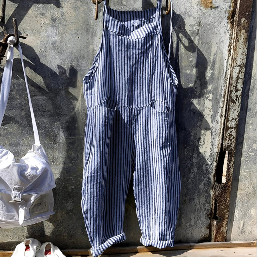 Willow | Unisex Vintage Striped Loose-Fit Adjustable Strap Overall