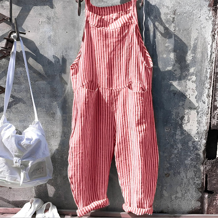 Willow | Unisex Vintage Striped Loose-Fit Adjustable Strap Overall