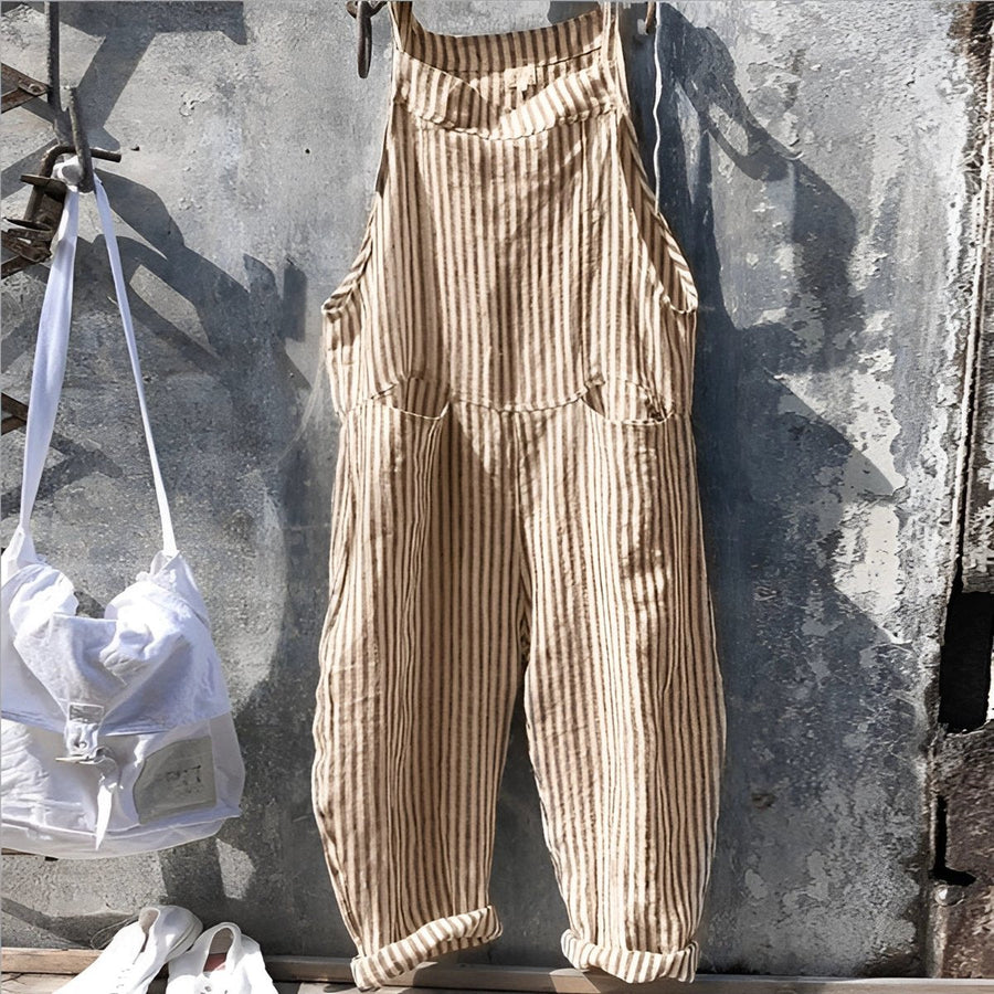 Willow | Unisex Vintage Striped Loose-Fit Adjustable Strap Overall