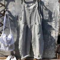 Willow | Unisex Vintage Striped Loose-Fit Adjustable Strap Overall