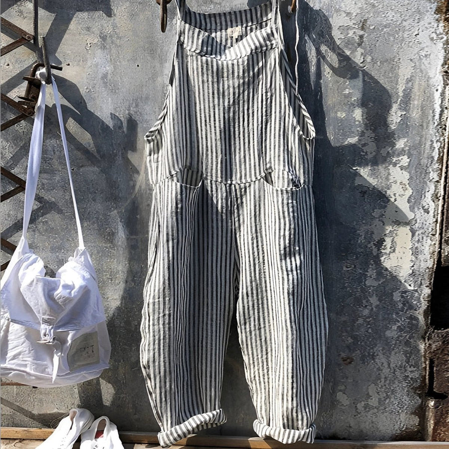 Willow | Unisex Vintage Striped Loose-Fit Adjustable Strap Overall