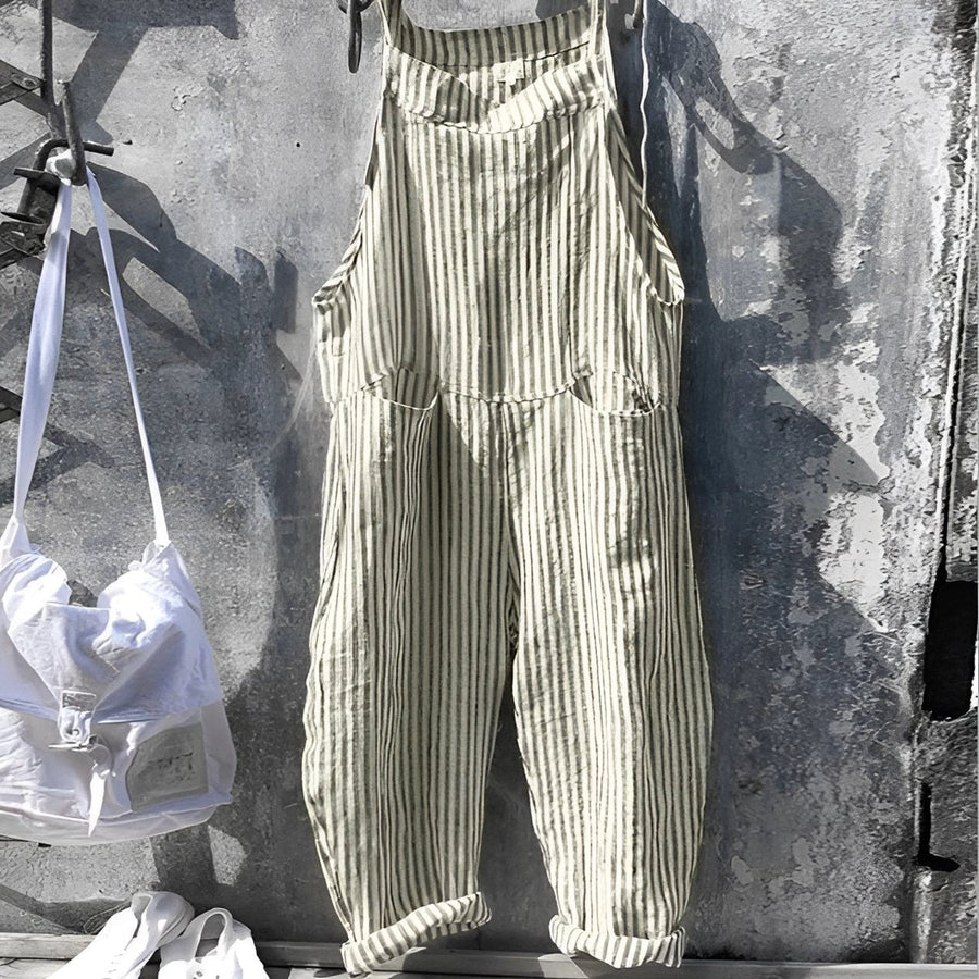 Willow | Unisex Vintage Striped Loose-Fit Adjustable Strap Overall
