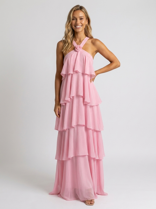 NOOR | TIERED HALTER MAXI DRESS